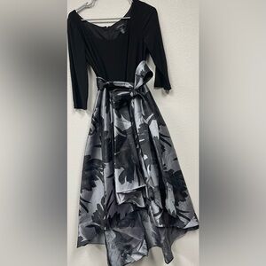 R&M Richards Black & Gray Floral High-Low Dress